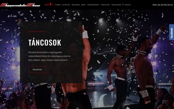 Екранна снимка на chippendaleshow.hu
