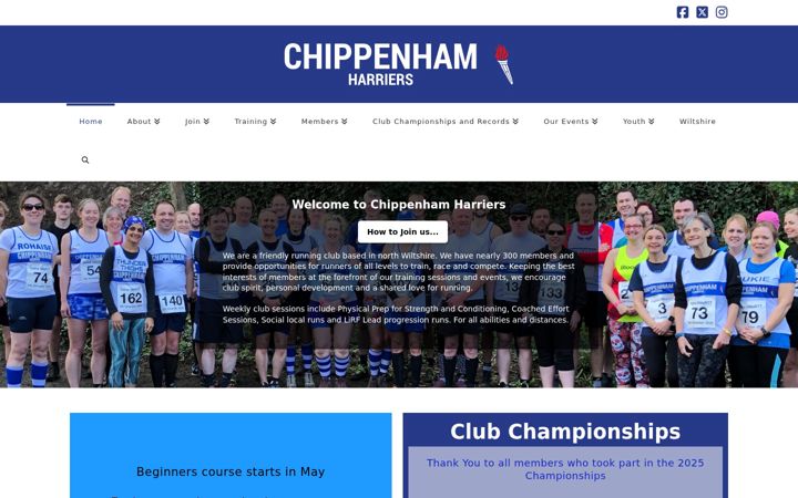 Skærmbillede af chippenhamharriers.co.uk