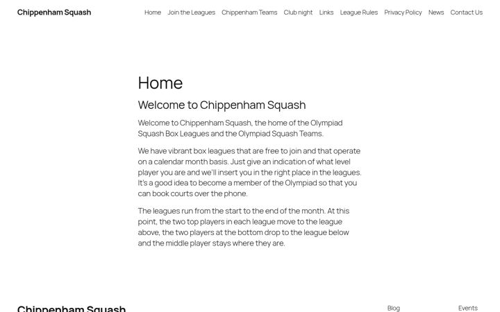 Screenshot του chippenhamsquash.co.uk