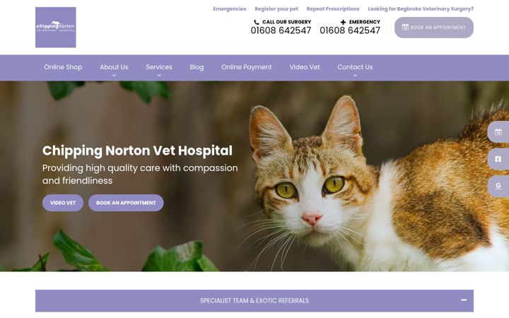 Screenshot του chippingnortonvets.co.uk
