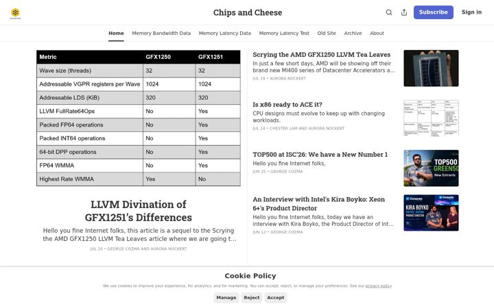 Screenshot of chipsandcheese.com