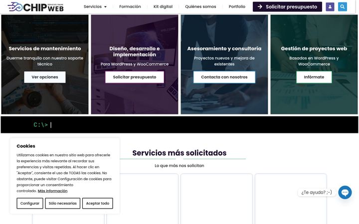 Snímek obrazovky chipweb.es