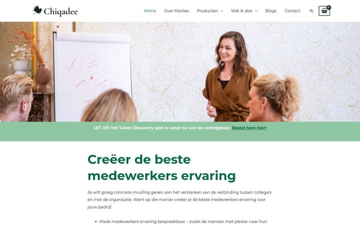 Kuvakaappaus sivustosta chiqadee.nl