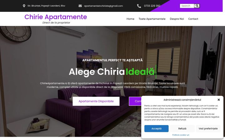 Zrzut ekranu chirieapartamente.ro