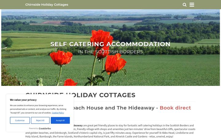 Screenshot του chirnsideholidaycottages.co.uk