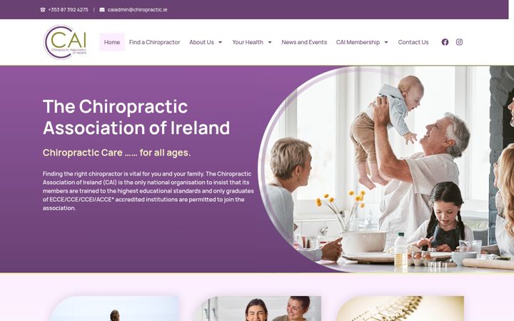 Ekraanipilt saidist chiropractic.ie