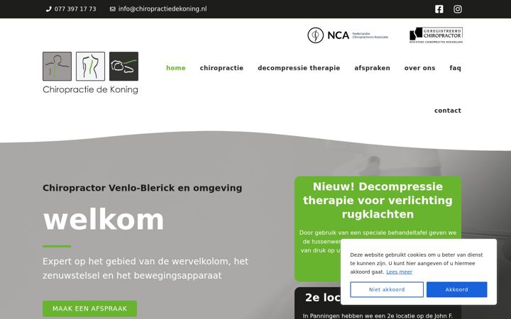 Snímek obrazovky chiropractiedekoning.nl