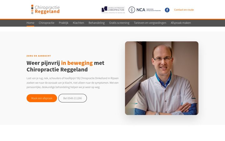 Screenshot von chiropractiedinkelland.nl