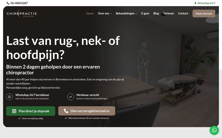 Screenshot von chiropractiemalden.nl