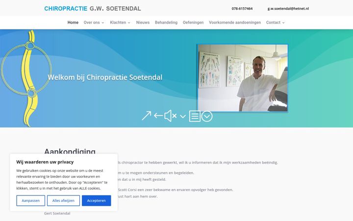 Screenshot von chiropractiesoetendal.nl