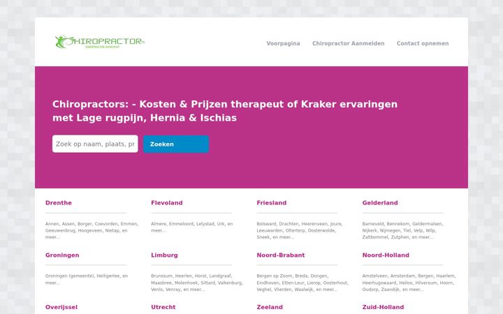 Screenshot von chiropractor-overzicht.nl