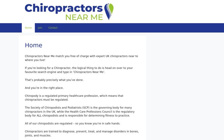 Screenshot του chiropractorsnearme.co.uk