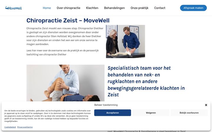 Screenshot von chiropractorzeist.nl