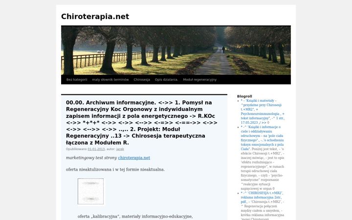 Captură de ecran a chiroterapia.net