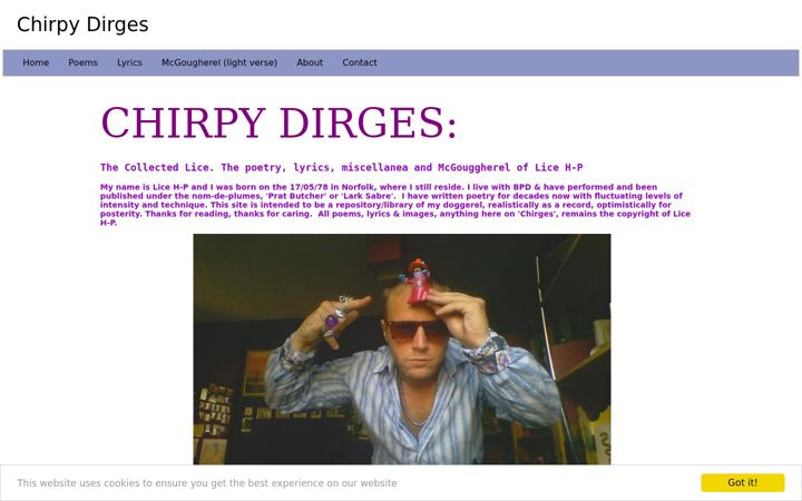 Screenshot του chirpydirges.co.uk
