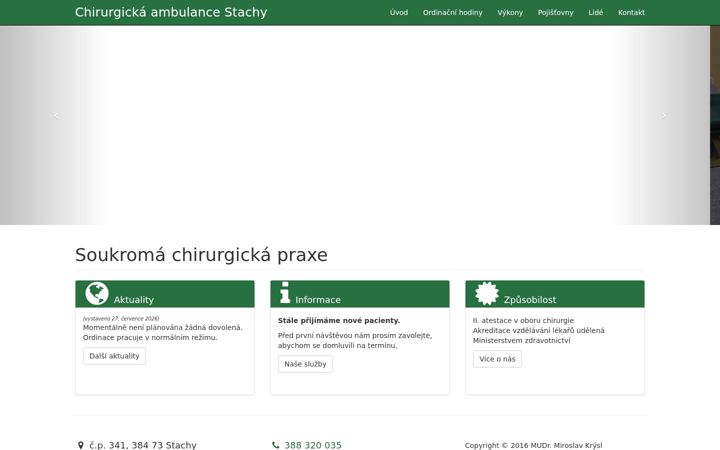 Posnetek zaslona chirurgstachy.cz