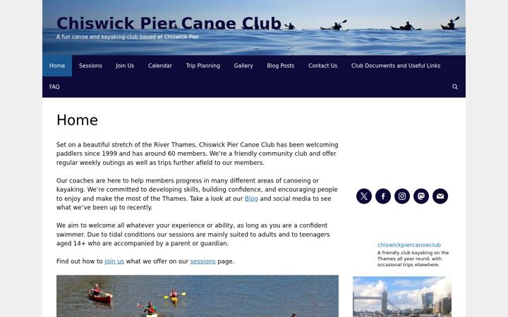 Screenshot ta' chiswickcanoeclub.co.uk