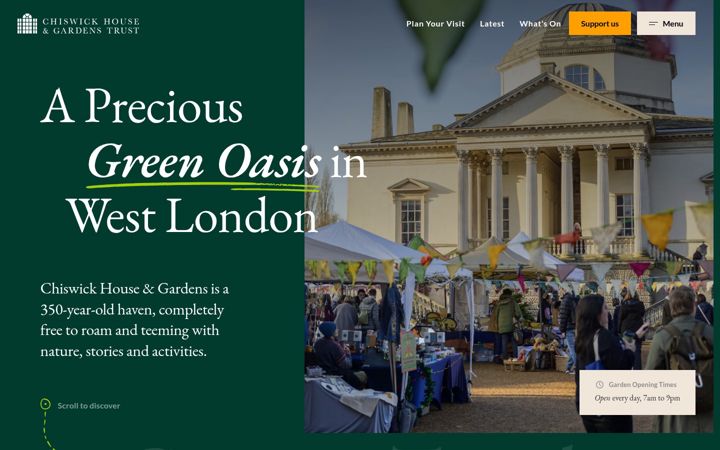 Screenshot ta' chiswickhouseandgardens.org.uk