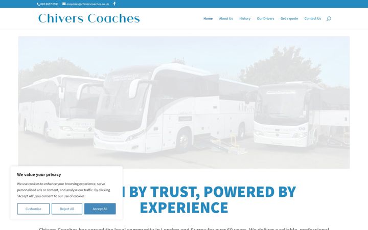Screenshot ta' chiverscoaches.co.uk