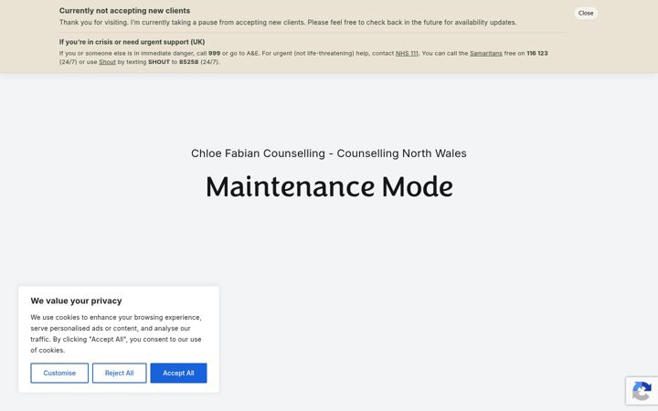 Screenshot ta' chloefabiancounselling.co.uk
