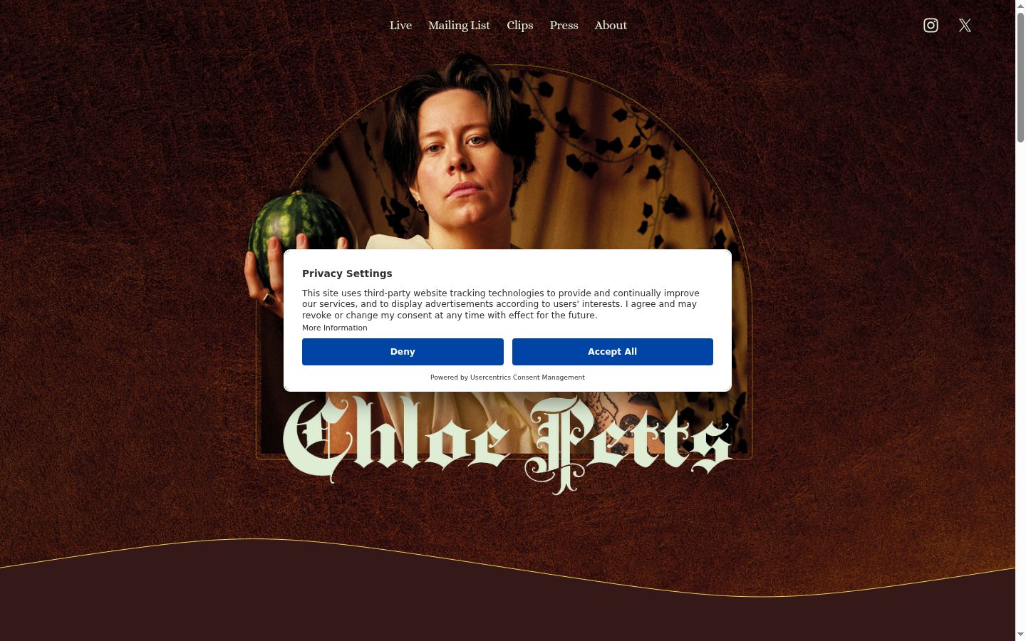 Screenshot des Einwilligungsbanners vor jeglicher Interaktion