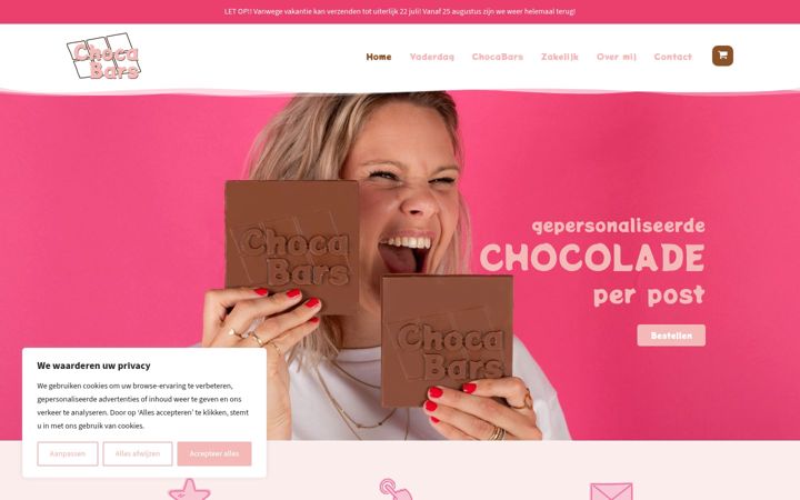 Screenshot von chocabars.nl