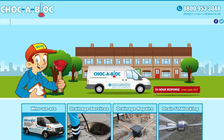 Screenshot ta' chocablocdrains.co.uk