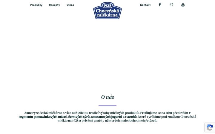 Posnetek zaslona chocenskamlekarna.cz