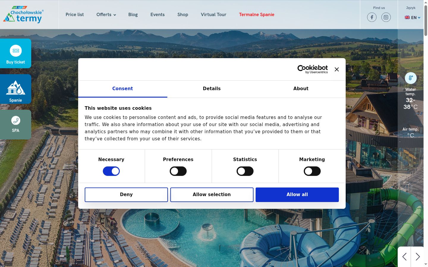 Screenshot of the consent banner shown before any interaction