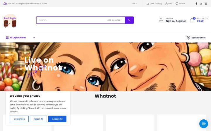 Screenshot of chocnchuckle.co.uk