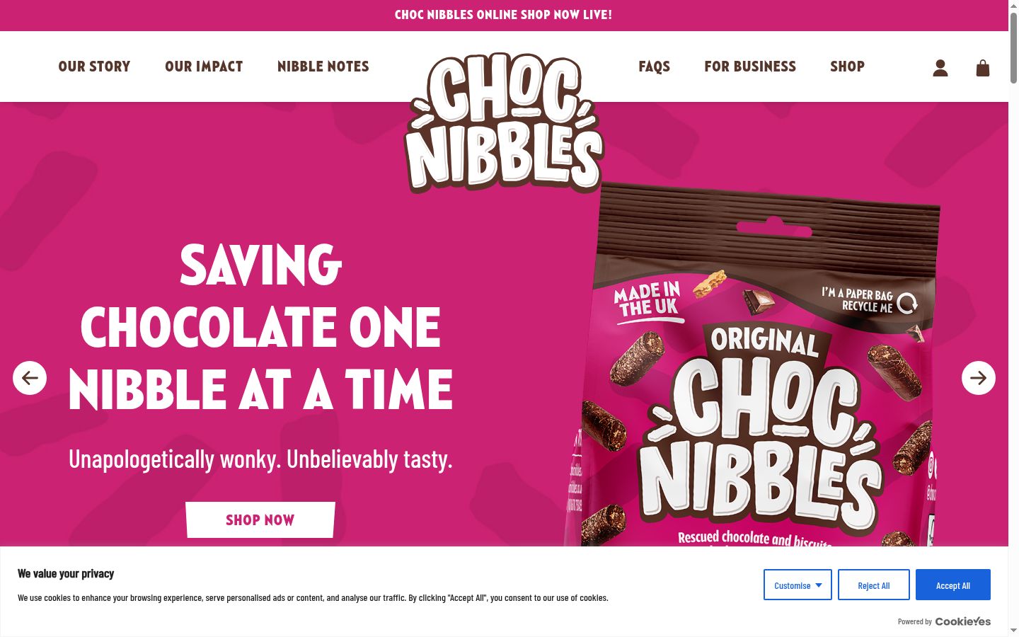 Screenshot of the consent banner shown before any interaction