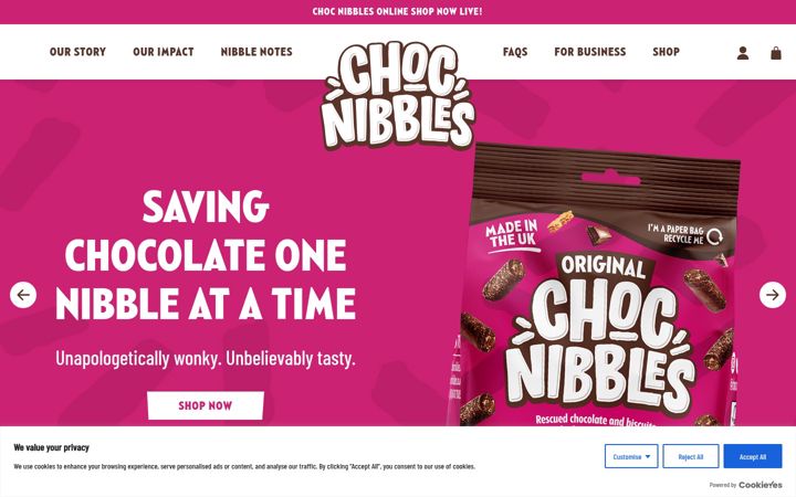 Screenshot of chocnibbles.co.uk