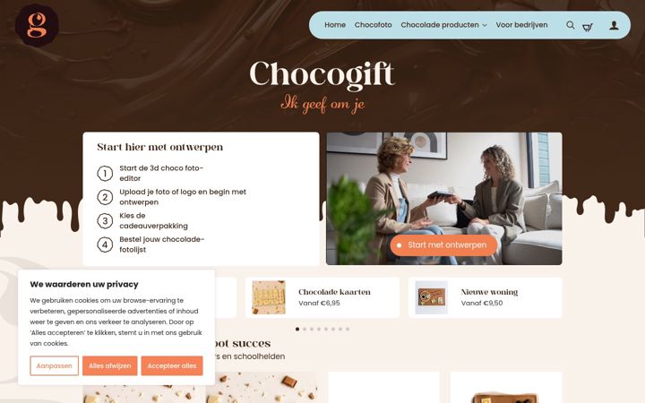 Captura de ecrã de chocogift.nl