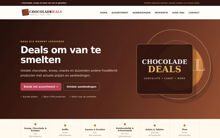 Captura de ecrã de chocoladedeals.nl