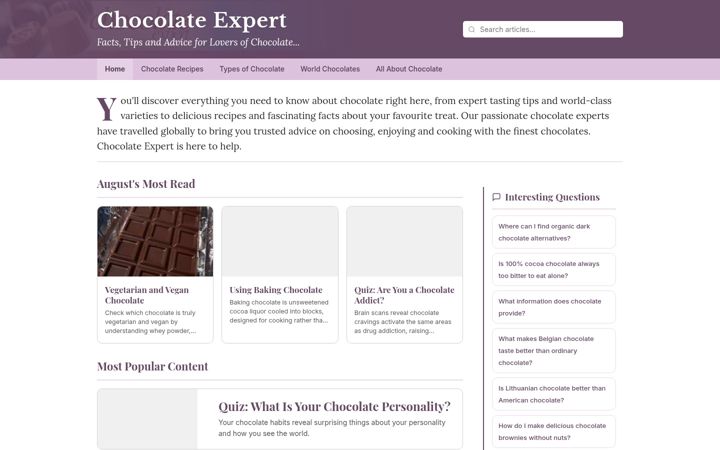 Screenshot of chocolateexpert.co.uk