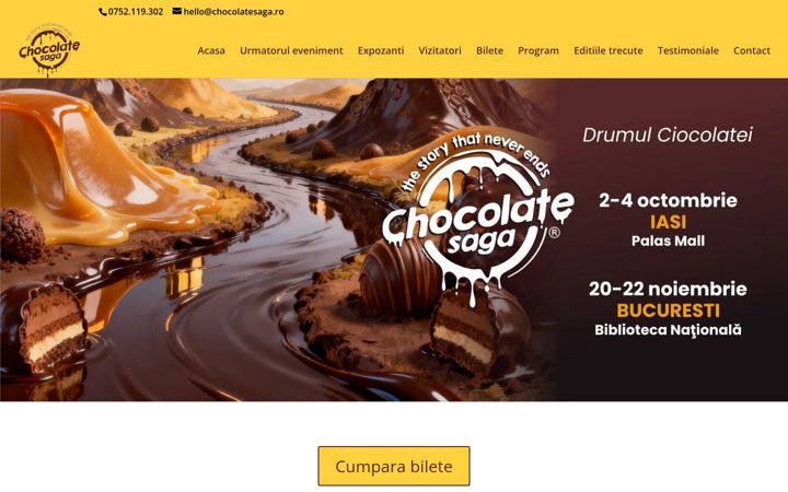 Snímek obrazovky chocolatesaga.ro