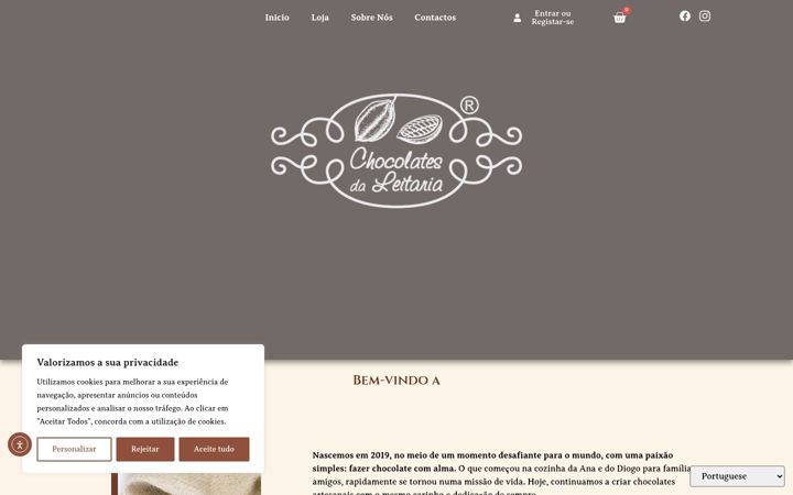 Skjermbilde av chocolatesdaleitaria.pt
