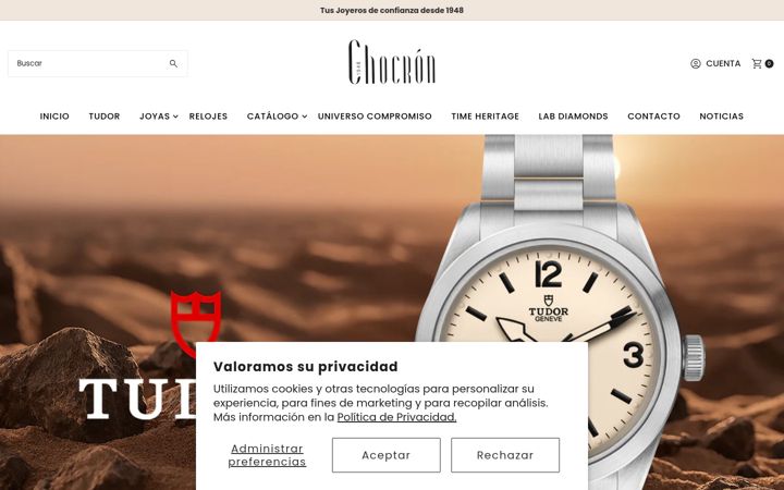 Screenshot of chocronjoyeros.com