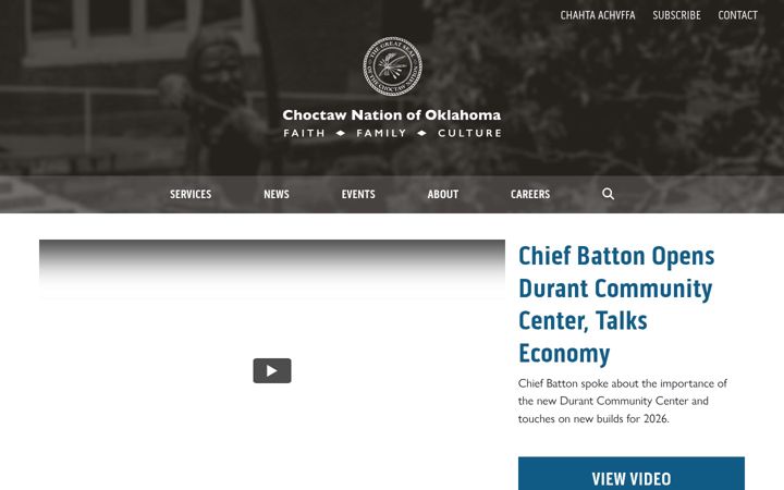 Screenshot of choctawnation.com