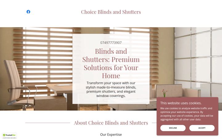 Captură de ecran a choiceblinds.co.uk