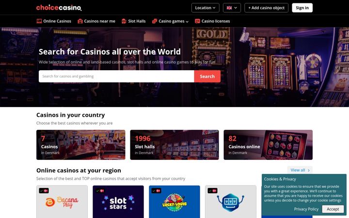 Screenshot of choicecasino.com