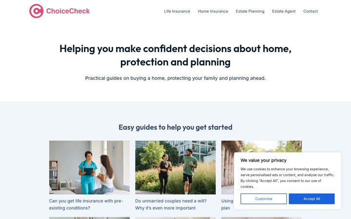 Captură de ecran a choicecheck.co.uk