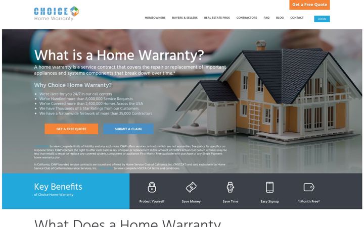Screenshot of choicehomewarranty.com