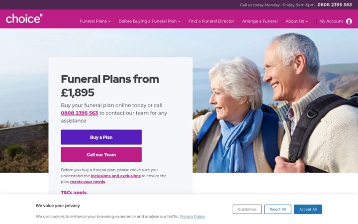 Captură de ecran a choiceplan.co.uk