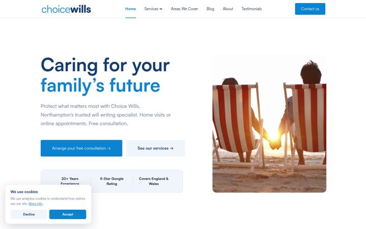 Captură de ecran a choicewills.co.uk