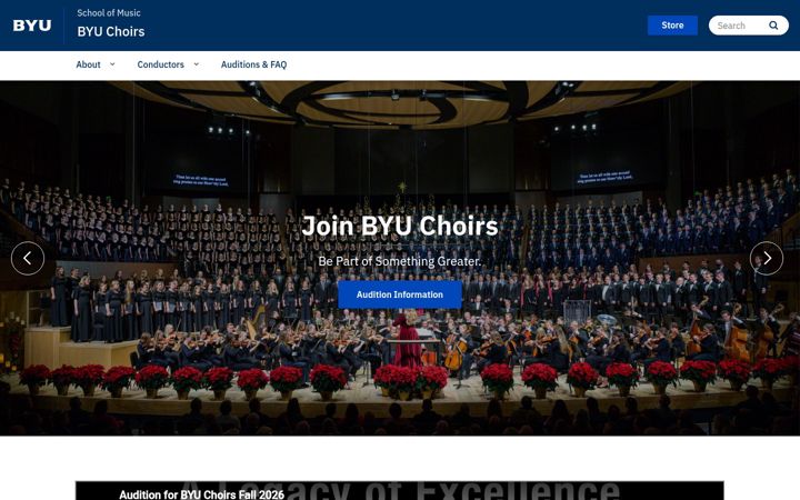 Screenshot von choirs.byu.edu