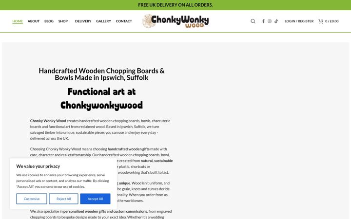 Kuvakaappaus sivustosta chonkywonkywood.co.uk