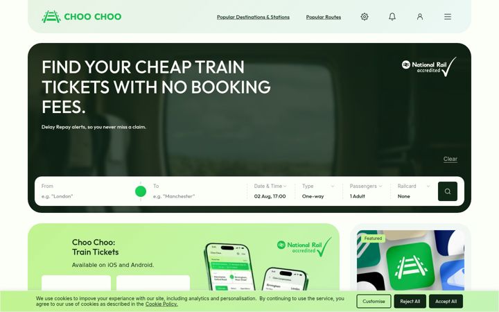 Kuvakaappaus sivustosta choochoo.co.uk