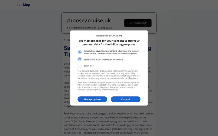 Kuvakaappaus sivustosta choose2cruise.uk