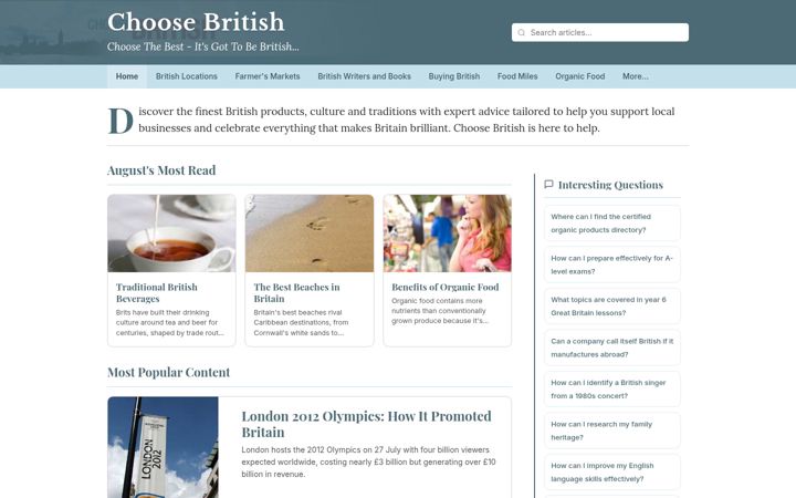 Kuvakaappaus sivustosta choosebritish.co.uk